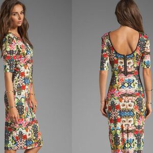 NEW Sam Lavi Nola Bodycon Dress XS Floral Print Midi Sexy Midi Coquette Boho